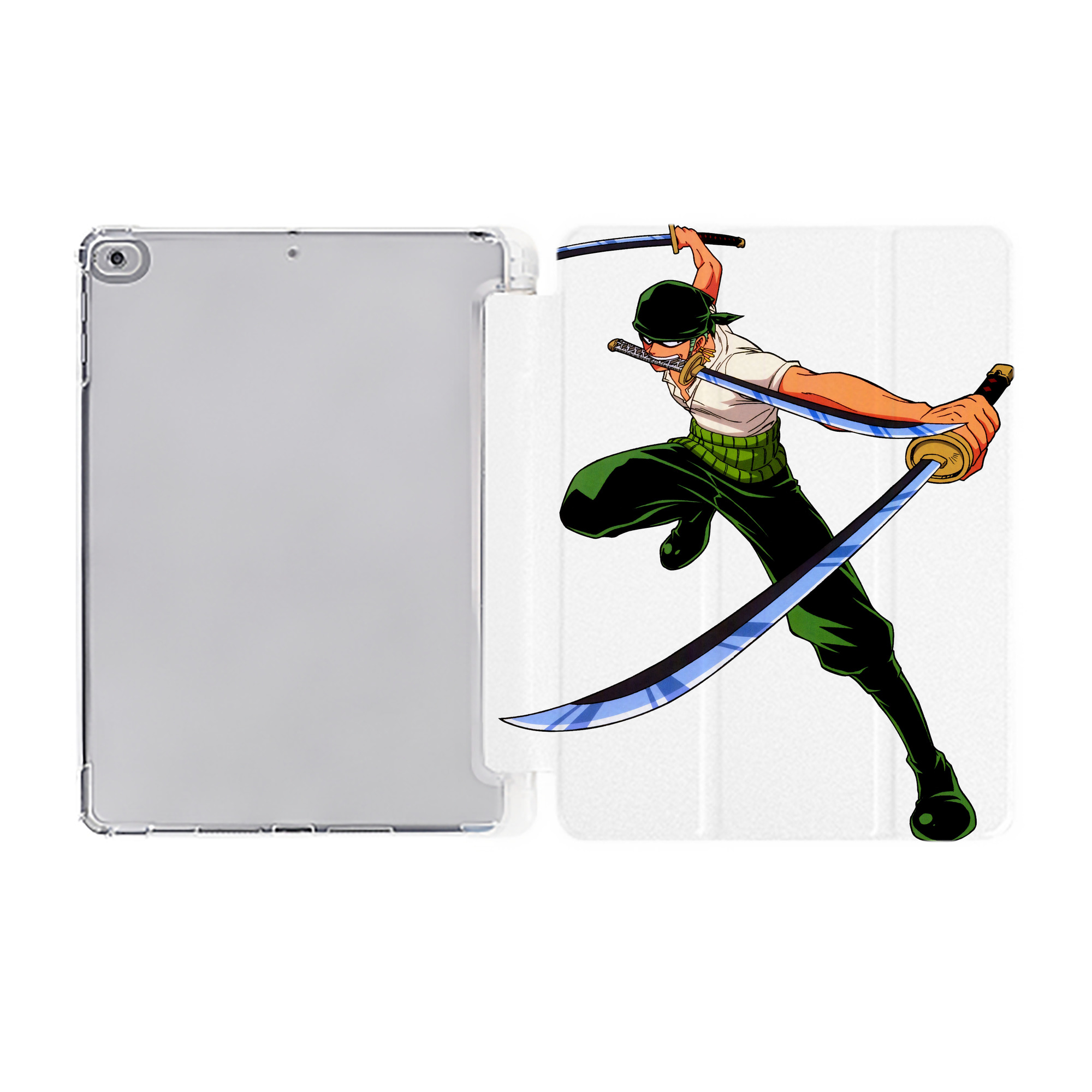 （画像用） ワンピース ロロノア・ゾロ ONE PIECE Roronoa Zoro IPad ケース ペン収納付き 三つ折りスタンド PUレザー×シリコン 対応機種9.5/10.5/10.9インチ
